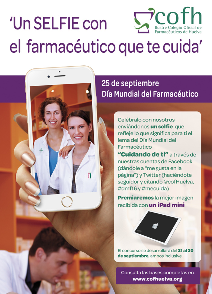 La farmacia onubense invita a la población de Huelva a mostrar en redes sociales cómo le cuidan sus farmacéuticos con motivo del día mundial de la profesión La farmacia onubense invita a la población de Huelva a mostrar en redes sociales cómo le cuidan sus farmacéuticos con motivo del día mundial de la profesión