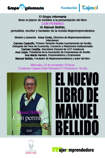 Convocatoria de prensa: Manuel Bellido presenta mañana su libro ‘Con permiso’, una recopilación de artículos testigos del protagonismo de la mujer en la economía andaluza de los últimos 12 años