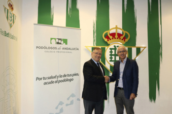 Nota prensa. El Colegio Profesional de Podólogos de Andalucía firma un convenio de colaboración con Real Betis Balompié