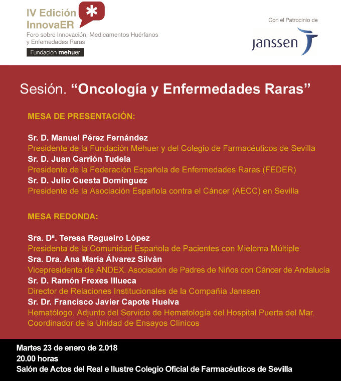 El Foro InnovaER aborda mañana en Sevilla la relación entre oncología y enfermedades raras El Foro InnovaER aborda mañana en Sevilla la relación entre oncología y enfermedades raras