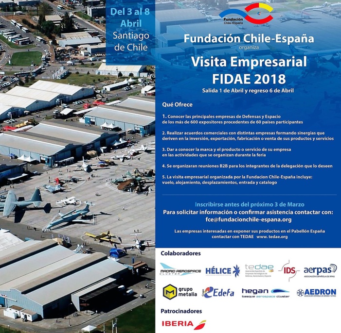 La Fundación Chile-España organiza una visita empresarial a Fidae 2018 La Fundación Chile-España organiza una visita empresarial a Fidae 2018