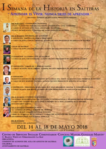LA REAL ACADEMIA DE LA HISTORIA COLABORA EN LA “SEMANA DE LA HISTORIA” DE SALTERAS, DEL 14 AL 18 DE MAYO LA REAL ACADEMIA DE LA HISTORIA COLABORA EN LA “SEMANA DE LA HISTORIA” DE SALTERAS, DEL 14 AL 18 DE MAYO