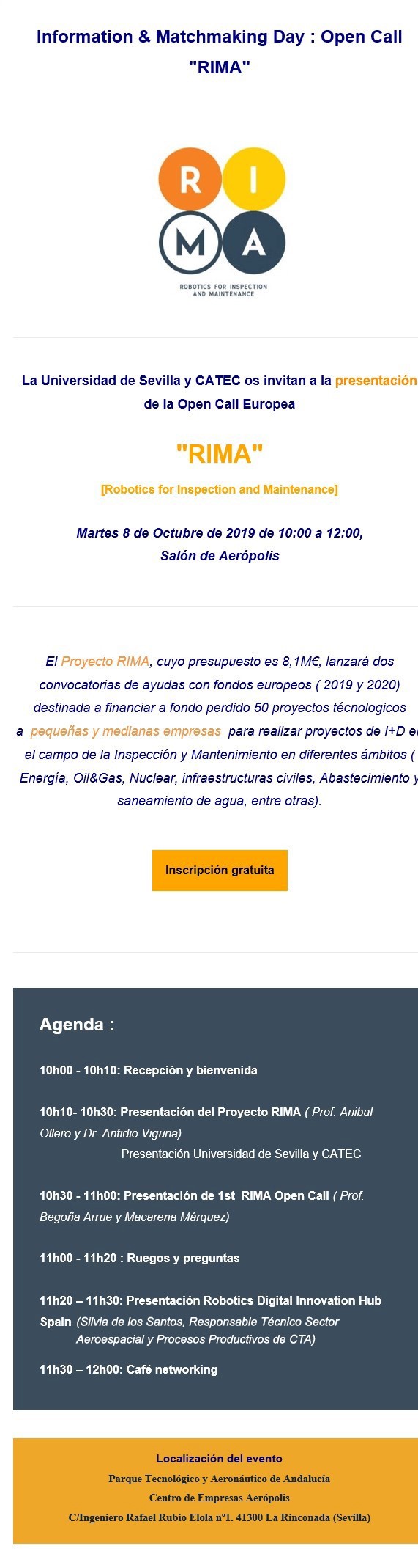 Info Day RIMA Info Day RIMA