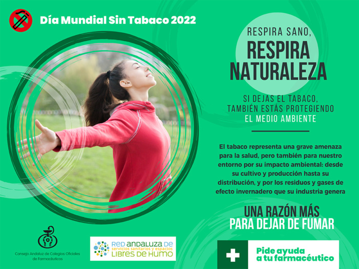 La Farmacia andaluza se suma al Día Mundial Sin Tabaco con una campaña para fomentar la cesación tabáquica y ofrecer la ayuda de los farmacéuticos a las personas que deseen dejar de fumar