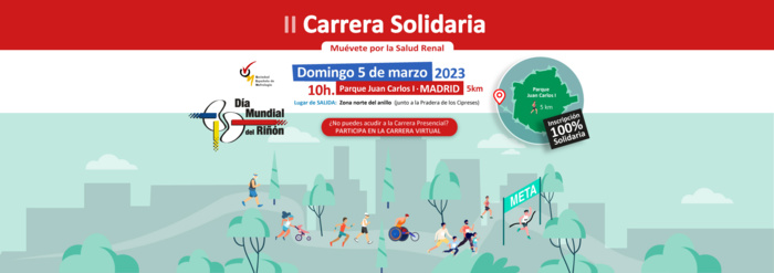 Madrid acoge este próximo domingo la II Carrera Solidaria “Muévete por la Salud Renal”, en la que casi 500 deportistas, sanitarios y pacientes renales participarán para sensibilizar sobre la Enfermedad Renal Madrid acoge este próximo domingo la II Carrera Solidaria “Muévete por la Salud Renal”, en la que casi 500 deportistas, sanitarios y pacientes renales participarán para sensibilizar sobre la Enfermedad Renal