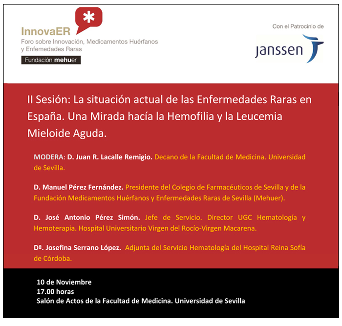 2ª sesión Foro InnovaER: La situación actual de las enfermedades raras en España. Una mirada hacia la hemofilia y la leucemia mieloide aguda 2ª sesión Foro InnovaER: La situación actual de las enfermedades raras en España. Una mirada hacia la hemofilia y la leucemia mieloide aguda