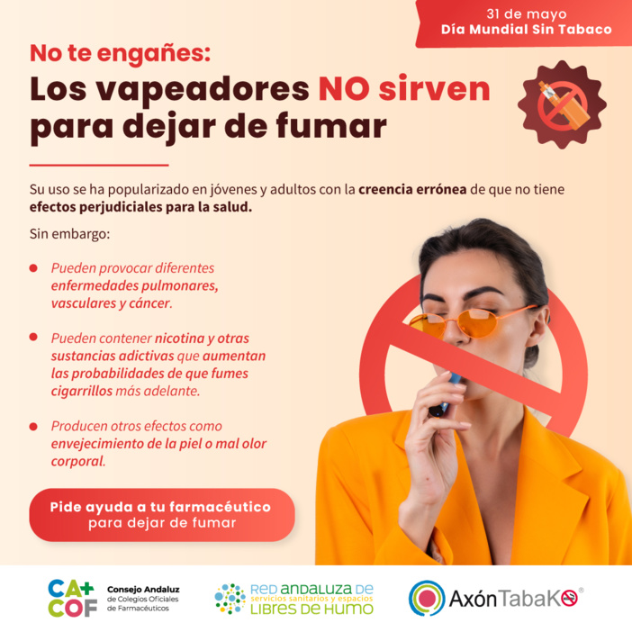 Nota de prensa - Las farmacias andaluzas advierten de los graves efectos perjudiciales para la salud del uso de los vapeadores o nuevas formas de fumar