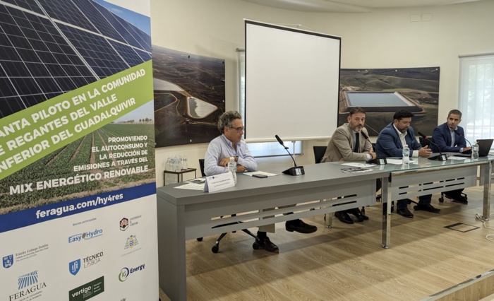 Una planta piloto en La Rinconada estudiará de forma pionera en Europa la aplicación simultánea de varias fuentes de energías renovables en la alimentación de los sistemas de riego de una comunidad de regantes