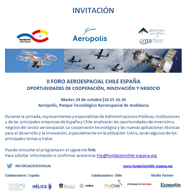 Invitación II Foro Aeroespacial Chile-España - 24 de octubre en Aerópolis, Sevilla