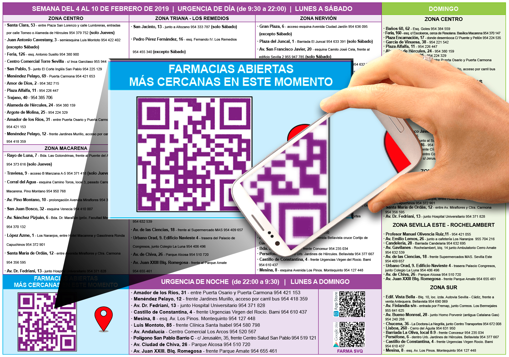 Las farmacias de Sevilla incorporan un código QR en sus carteles de guardia para localizar al instante aquellas del entorno que permanezcan abiertas Las farmacias de Sevilla incorporan un código QR en sus carteles de guardia para localizar al instante aquellas del entorno que permanezcan abiertas