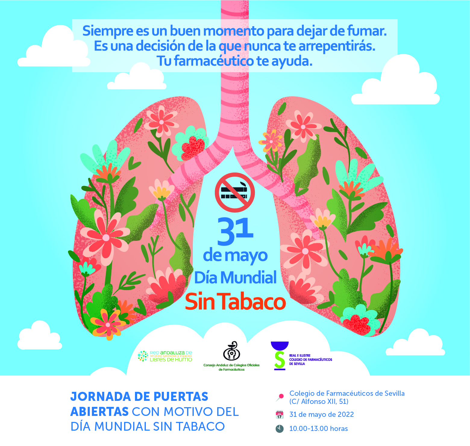 El Colegio de Farmacéuticos de Sevilla celebrará el próximo 31 de mayo una jornada de puertas abiertas dirigida a fomentar el abandono del tabaquismo entre personas fumadoras