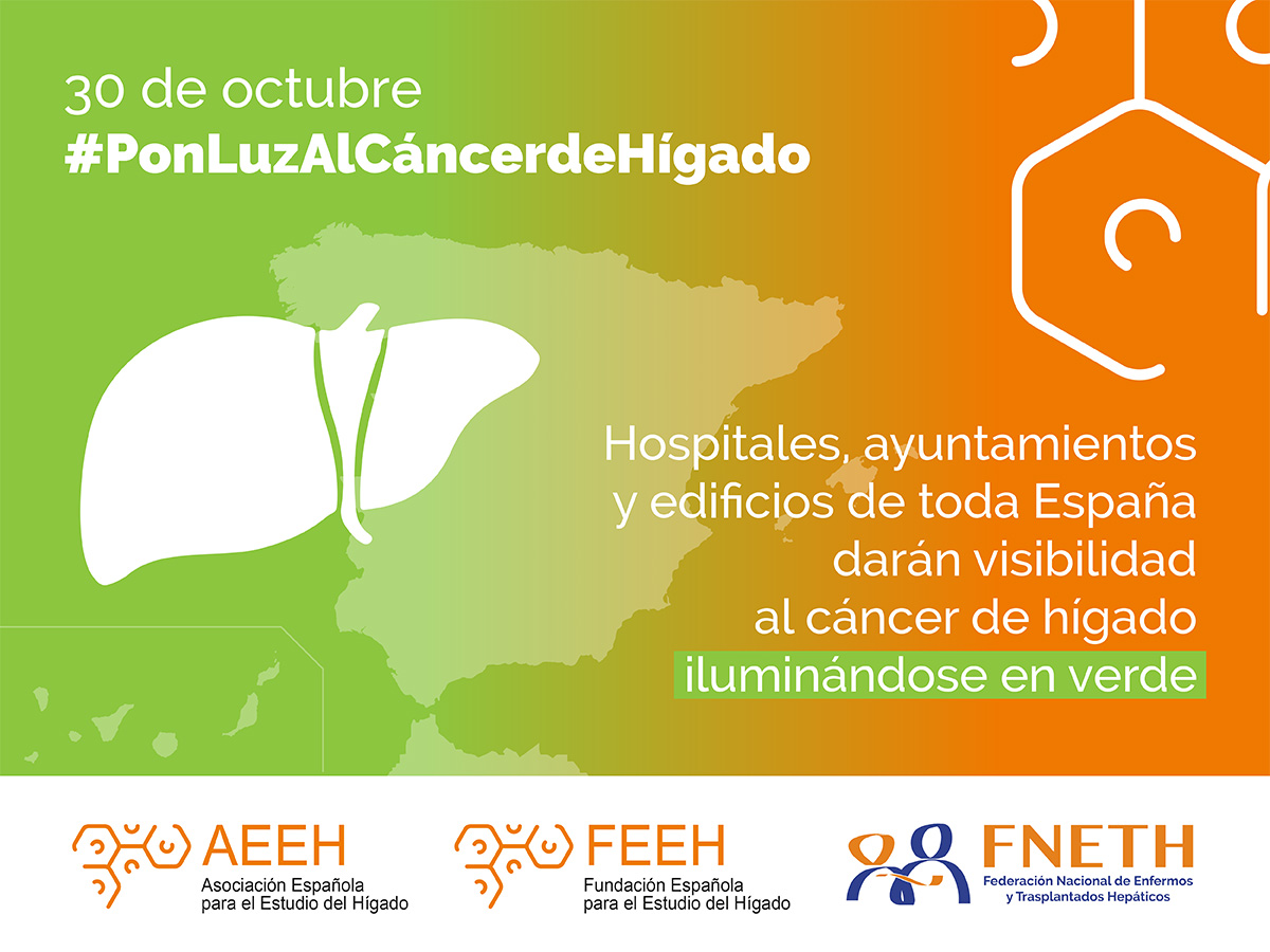 Ciudades de toda España iluminarán Ayuntamientos, Hospitales y monumentos emblemáticos de color verde el domingo 30 de octubre con motivo del mes del cáncer de hígado