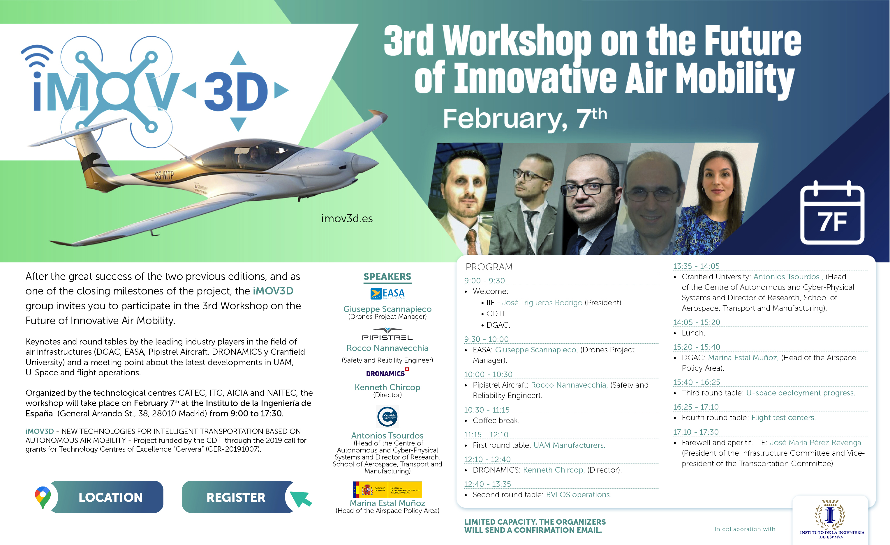 Invitación 3ª Jornada sobre el Futuro de la Movilidad Aérea Innovadora Invitación 3ª Jornada sobre el Futuro de la Movilidad Aérea Innovadora