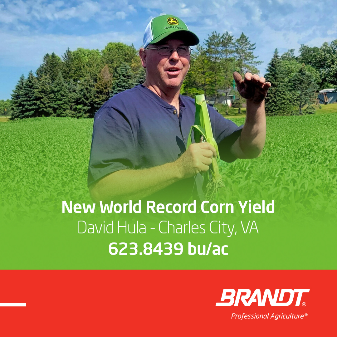 NOTA DE PRENSA: DAVID HULA LOGRA UN NUEVO RÉCORD MUNDIAL DE RENDIMIENTO DE MAÍZ CON PRODUCTOS DE BRANDT NOTA DE PRENSA: DAVID HULA LOGRA UN NUEVO RÉCORD MUNDIAL DE RENDIMIENTO DE MAÍZ CON PRODUCTOS DE BRANDT