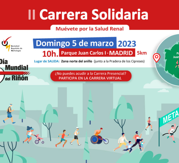Madrid acoge este próximo domingo la II Carrera Solidaria “Muévete por la Salud Renal”, en la que casi 500 deportistas, sanitarios y pacientes renales participarán para sensibilizar sobre la Enfermedad Renal