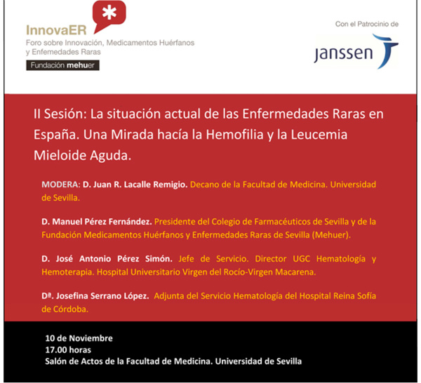 2ª sesión Foro InnovaER: La situación actual de las enfermedades raras en España. Una mirada hacia la hemofilia y la leucemia mieloide aguda