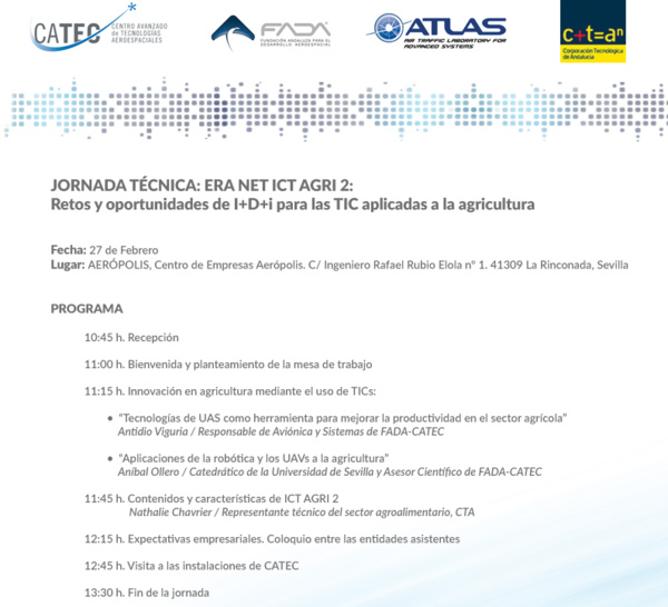 JORNADA TÉCNICA: “ERA NET ICT AGRI 2, Retos y oportunidades de I+D+i para las TIC aplicadas a la agricultura”