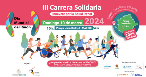 Madrid acoge este próximo domingo la III Carrera Solidaria “Muévete por la salud renal”, en la que más de 400 deportistas, profesionales sanitarios y pacientes participan para sensibilizar sobre las enfermedades renales y apoyar a los afectados